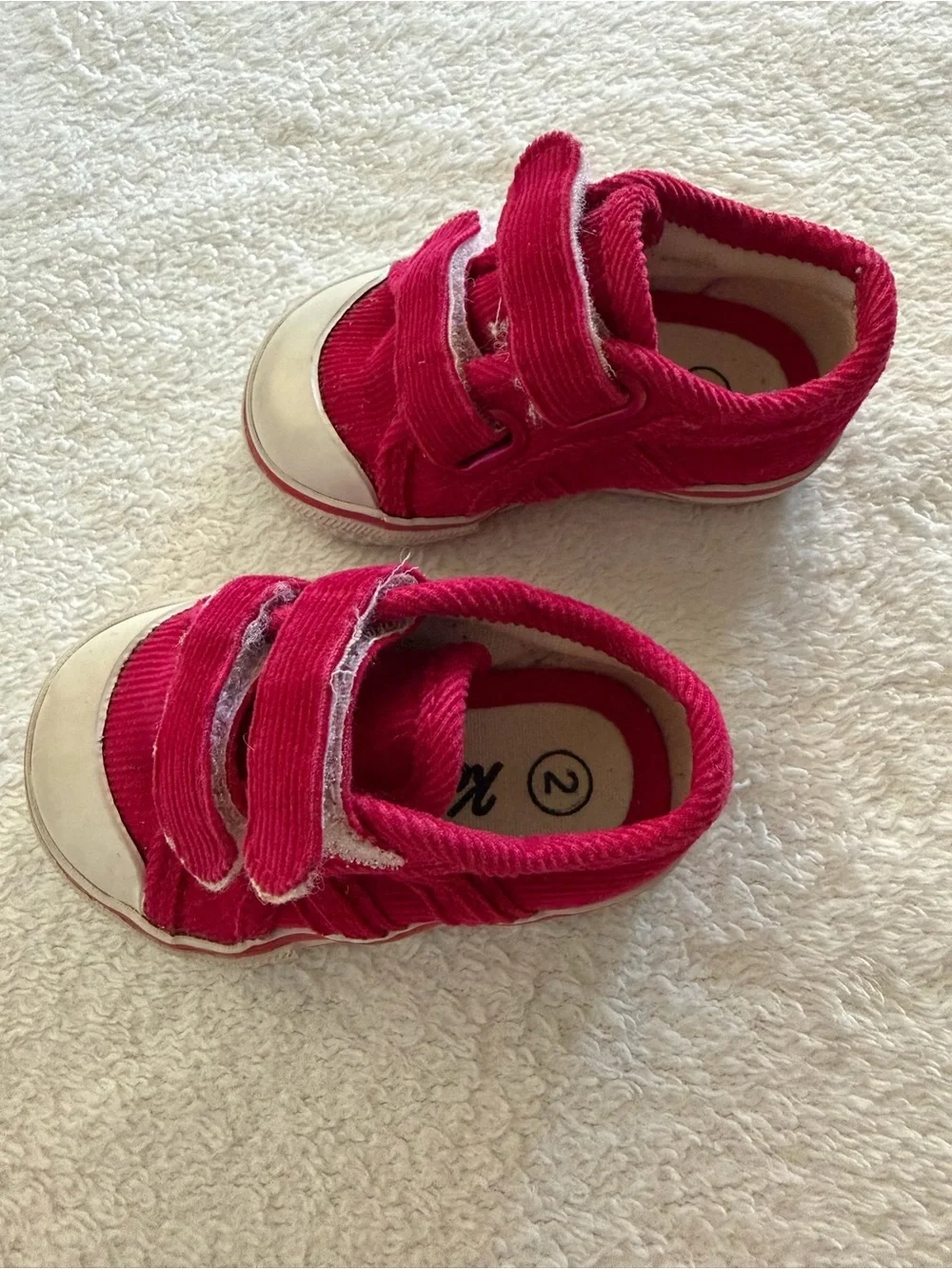 Koala Kids Red Corduroy Velcro Sneakers Size 2 Baby